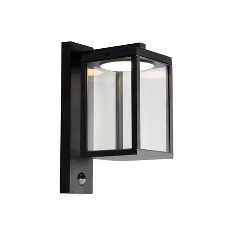 Vonkajsie svetlo so senzorom Vonkajšia nástenná lampa čierna vrátane LED snímača pohybu - Ferdinand