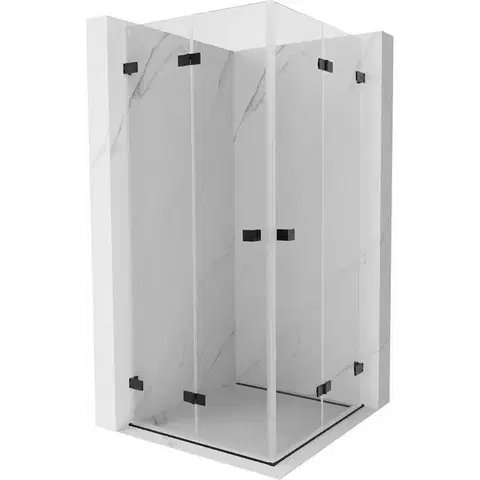 Sprchovacie kúty MEXEN/S - Lunar-F Duo sprchovací kút skladacie dvere 100 x 100, transparent, čierna 836-100L-100P-70-00