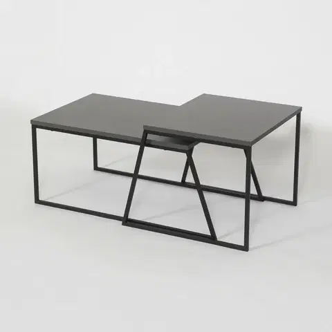 Konferenčné stolíky Súprava konferenčných stolíkov Orta Black and Anthracite, 2 ks