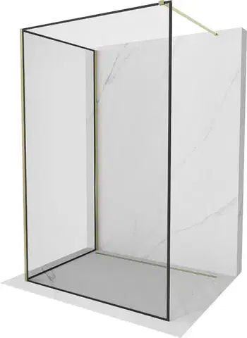 Sprchové dvere MEXEN/S - Kioto Sprchová zástena WALK-IN 120 x 120, čierny vzor, zlatá 800-120-212-50-70-120