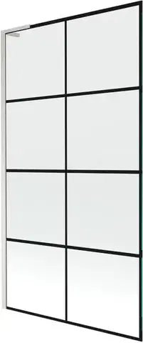 Sprchové dvere MEXEN/S - Next L vaňová zástena FIX 100 x 150, čierna vzor, nikel kartáčovaná 895-100-000-03-77-97