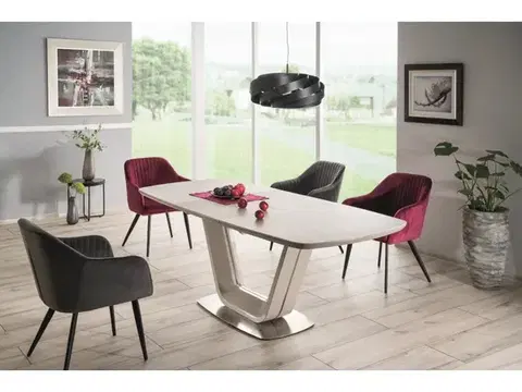 Kuchynské a jedálenské stoly Signal Rozkladací jedálenský stôl ARMANI CERAMIC | sivý mat 90 x 160 cm