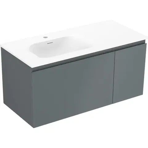 Kúpeľňový nábytok MEXEN/S - Orio kúpeľňová skrinka 100 cm s umývadlom Vela ľavá, 1S, 1D, grafit mat/biela mat 91A13-10047-3-BBFF66-W23L01