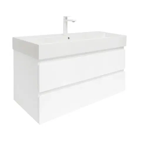 Kúpeľňový nábytok Kúpeľňová skrinka s umývadlom SAT B-Way 99x50x45 cm biela lesk BWAY2100WU2BBI BWAY2100WU2BBI