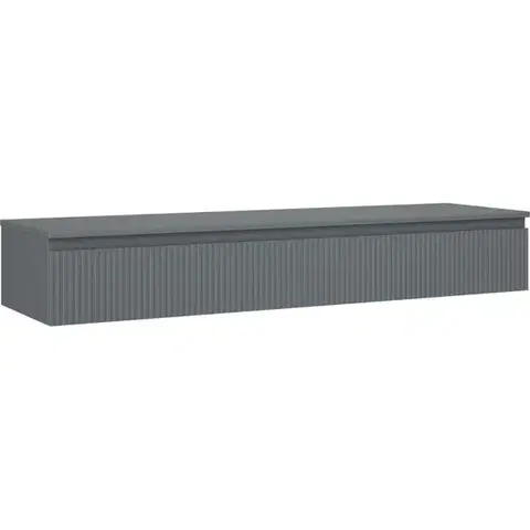 Kúpeľňový nábytok MEXEN/S - Rivel kúpeľňová skrinka pod umývadlo 160 cm s doskou, 1 šuplík, reliéf, grafit mat 91A20-16023-1-BFC66