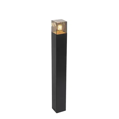 Zahradne stlpove lampy Stojaca vonkajšia lampa čierna 70 cm IP44 s dymovým sklom - Denmark