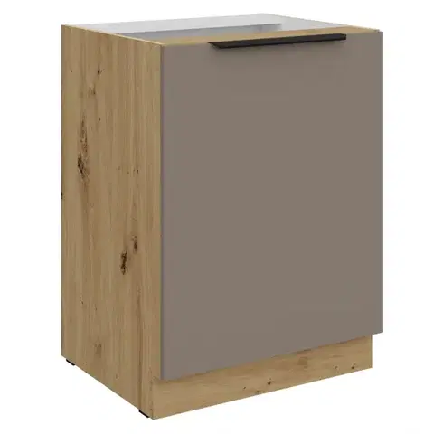 Kuchynské dolné skrinky KONDELA Frisbo 60 D 1F BB dolná kuchynská skrinka sandgrau / dub artisan