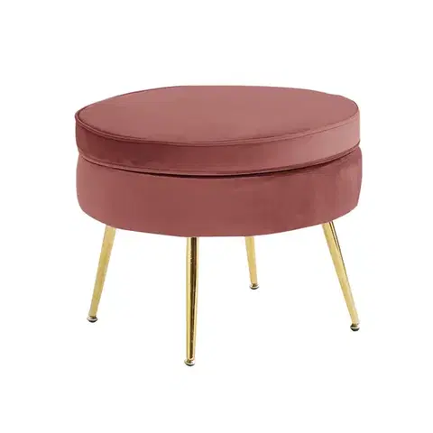 Taburety KONDELA Noblin Typ 1 taburetka ružová (Velvet) / zlatá