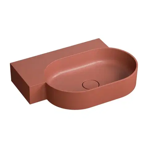 Umývadlá OMNIRES - OVO M+ umývadlo na dosku/závesné - ľavé, 64 x 44 cm, terracotta mat; OVO645UWLTE