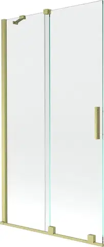 Sprchové dvere MEXEN/S - Velar Dvojkrídlová posuvná vaňová zástena 100 x 150, transparent, zlatá kartáčovaná 896-100-000-01-55