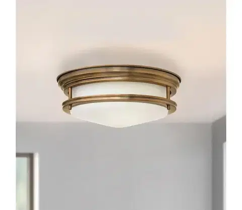 Záhradné lampy Elstead Quintiesse QN-HADRIAN-FS-BR-OPAL - Vonkajšie stropné svietidlo HADRIAN, 2×E27 (max. 40 W), 230 V, IP44, bronzové prevedenie QN-HADRIAN-FS-BR-OPAL