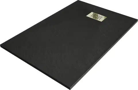 Vane MEXEN/S - Hugo sprchová vanička SMC 130x80, čierna, krytka zlatá 42708013-G