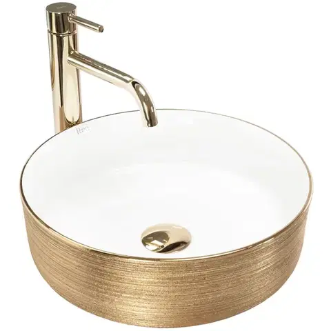 Umývadlá REA - Umývadlo na dosku Sami White Brush Gold REA-U6630