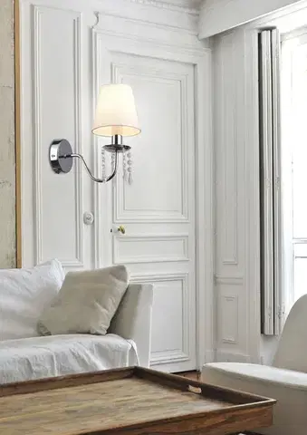 Stropná svetla Chrómová nástenná lampa/béžové tienidlo s kryštálmi 40W Ruti