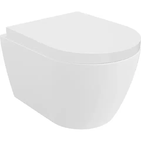 Záchody MEXEN/S - Carmen Závesná WC misa Rimless Tornado vrátane sedátka s slow, duroplast, biela lesk 30880200T