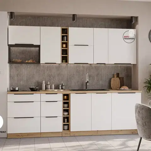 Modulový kuchynský nábytok Kuchynská linka Aria WH/AR 255 cm bez kuchynskej dosky