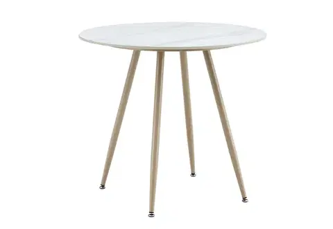 Záhradné stoly ROUND záhradný stôl 80 cm, biela/béžová