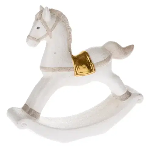 Vianočné dekorácie Porcelánový hojdací koník biela, 17,5 x 16,5 cm​