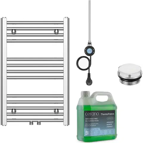 Doplnky do kúpeľne CERANO - Kúpeľňový elektrický radiátorový set Benito - WIFI - 300W - chróm - 700x450 mm CER-144358