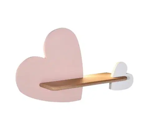 Svietidlá  LED Detské nástenné svietidlo s poličkou HEART LED/5W/230V ružová/biela/drevo 21-03874