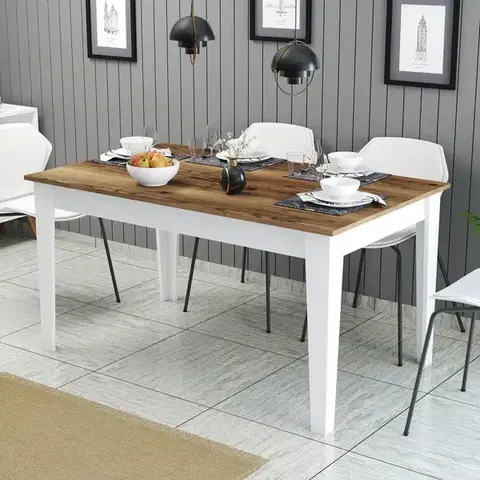 Jedálenské stoly Jedálenský stôl Milan 520 - Walnut, White