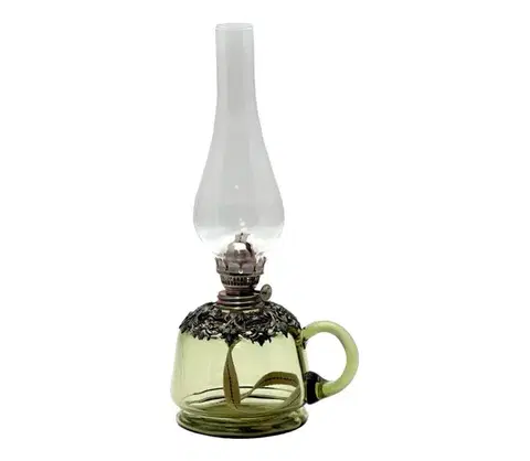 Lampy Floriánova huť Petrolejová lampa LUCIE 35 cm lesná zelená zdobená cínom 210-0190-0001-12-00-000
