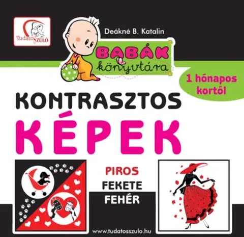 Leporelá, krabičky, puzzle knihy Kontrasztos képek - Piros - fekete - fehér - Babák könyvtára - 1 hónapos kortól