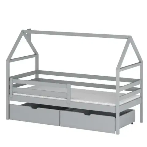 Detské postele Posteľ Domček Aron 80x160 sivá