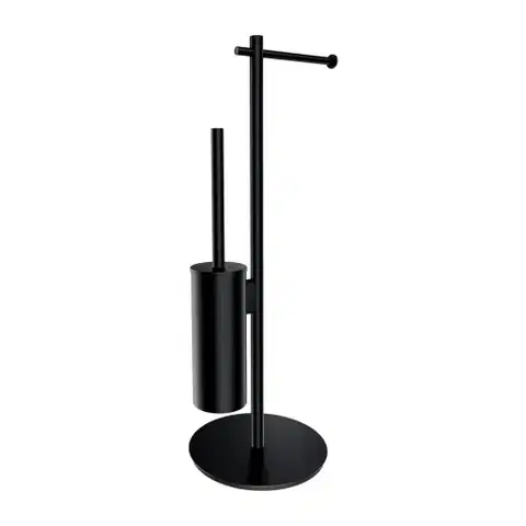 Držadlá k vani OMNIRES - MODERN PROJECT voľne stojaci držiak na toaletný papier a kefu, matná čierna MP60810BL