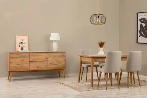 Jedálenské sety Set s rozkladacím stolom, stoličkami a konzolou (6 kusov) Vina 01 1005 - Atlantic Pine, Cream