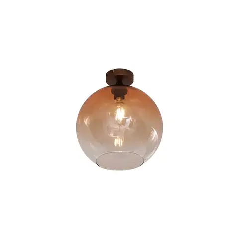 Stropné osvetlenie Stropné svietidlo Art Deco tmavý bronz s hnedým sklom - Sandra