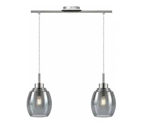 Svietidlá BRILAGI - LED luster na lanku RETRO GLASS 2xE27/60W/230V matný chróm/dymovo šedá 1xEG32519+2xNSTK7417