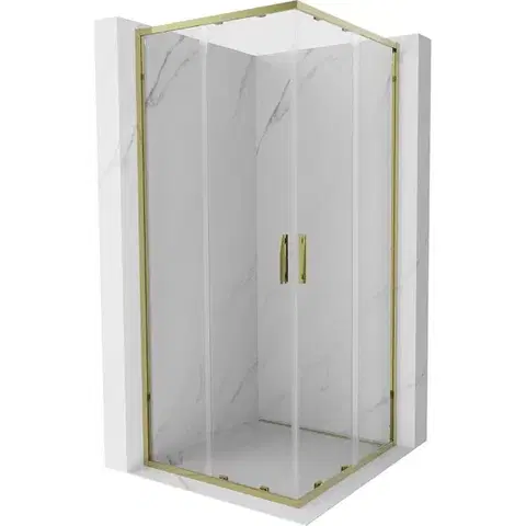 Sprchovacie kúty MEXEN - Exo štvorcový posuvný sprchovací kút 100 x 100, transparent, zlato 8111-100-100-50-00