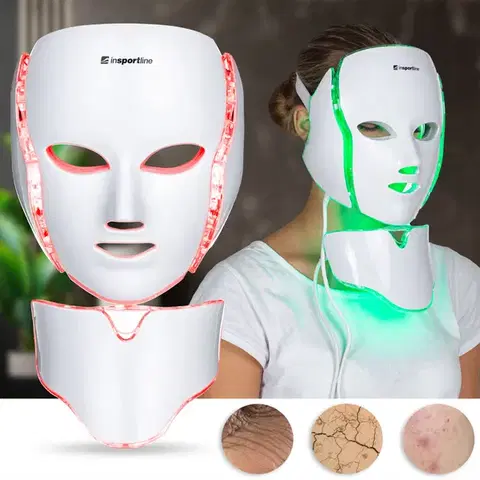Lampy pre svetelnú terapiu Ošetrujúca LED maska na tvár a krk inSPORTline Hilmana