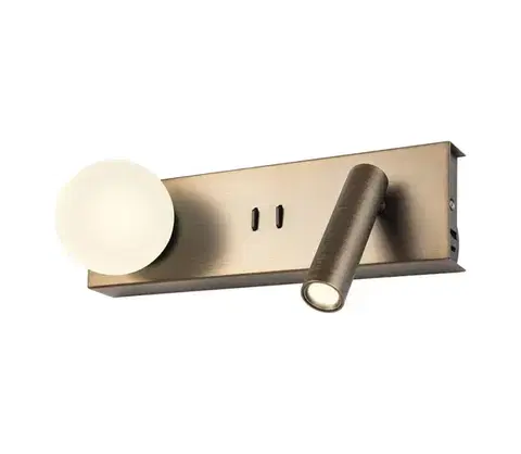 Svietidlá Redo 01-4662 - LED nástenné svietidlo NORMA LED/5W/230V+LED/3W CRI90 USB bronzové 01-4662