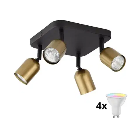 Svietidlá  LED RGBW Stmievateľné bodové svietidlo TOP 4xGU10/6,5W/230V 2700-6500K zlatá/čierna TK3307+4xAI0589