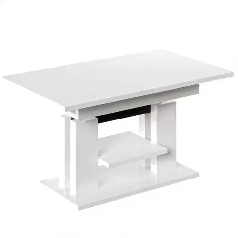 Konferenčné stolíky s úložným priestorom Rozkladací stôl Iso 110/170x65cm Biely lesk