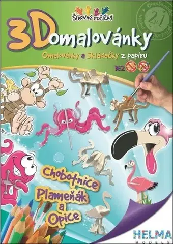 Pre deti a mládež - ostatné 3D omalovánky Chobotnice, plameňák a opice