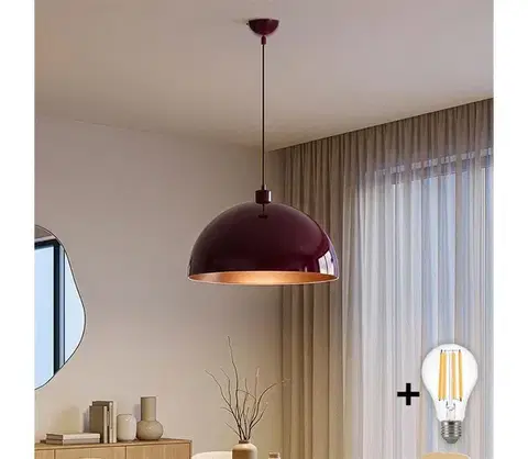 Svietidlá BRILAGI - LED luster METALO na lane 1xE27/40W/230V pr. 40 cm bordová/medená 118OPV1120