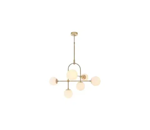Svietidlá Endon 90842 - Stropný luster na tyči ONTARIO 6xE14/7W/230V mosadz/biela 90842