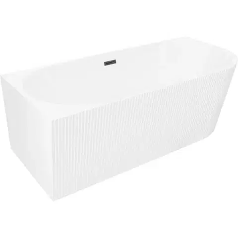 Vane MEXEN/S - Silo voľne stojaca rohová vaňa ľavá reliéf 150 x 75, biela, sifón a prepad čierna 52891507500L-70