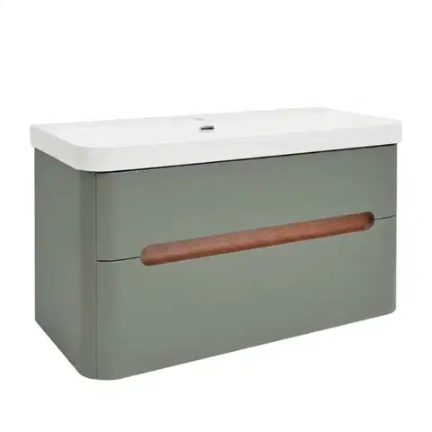 Kúpeľňový nábytok Kúpeľňová skrinka s umývadlom SAT Fusion 97,5x53x45 cm eukalyptovo zelená mat SATFUSION2100EZU SATFUSION2100EZU