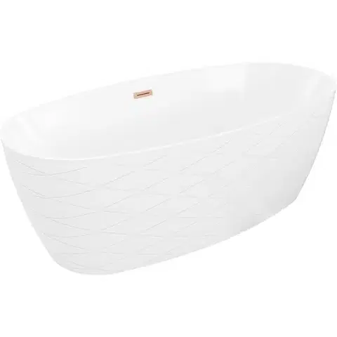 Vane MEXEN/S - Olea voľne stojaca vaňa vzor 170 x 80, biela, sifón a prepad meď kartáčovaná 52821708000-65