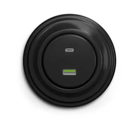 Predlžovacie káble lap - Retro USB zásuvka A+C s rámčekom, čierna KA0016+KA0071