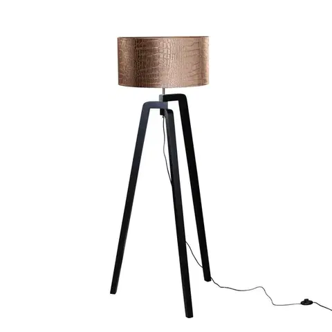 Stojace lampy Stojacia lampa čierna s zamatovým tienidlom krokodíl 50 cm - Puros