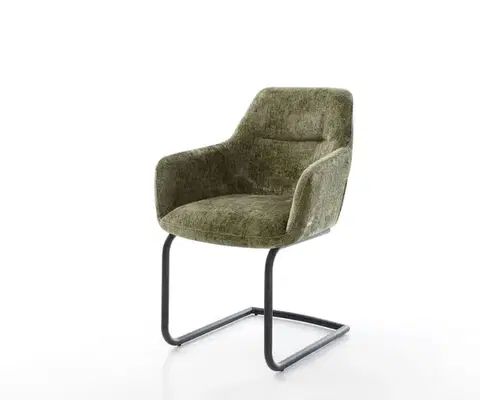 Jedálenské stoličky DELIFE Jedálenská stolička Pejo-Flex mikrovlákno olivová jedálenská stolička okrúhla čierna vrecková pružina