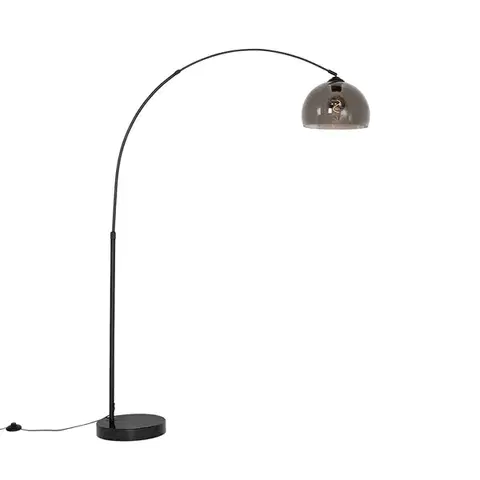 Oblúkové lampy Moderná oblúková lampa čierna s dymovým sklom - Arc