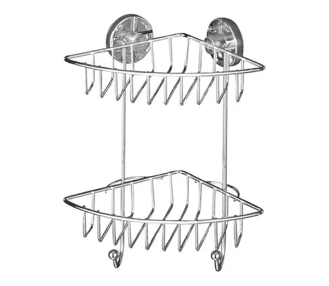 Svietidlá WENKO 20888100 - Rohový regál VACUUM-LOC okrúhly oceľový 22,5 x 29,5 cm, lesklý chróm 20888100