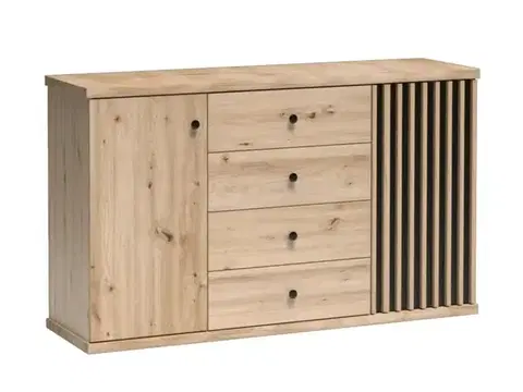 Komody KONDELA Koli C-4 dvojdverová komoda so zásuvkami dub artisan / čierna