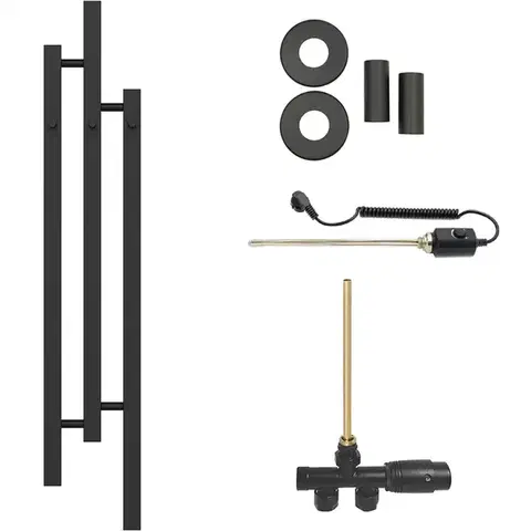 Doplnky do kúpeľne CERANO - Koupelnový radiátorový set Fabiano - kombinované vytápění, termo tyč - boční jednobodové připojení - 300W - černá matná - 1200x220 mm CER-634108